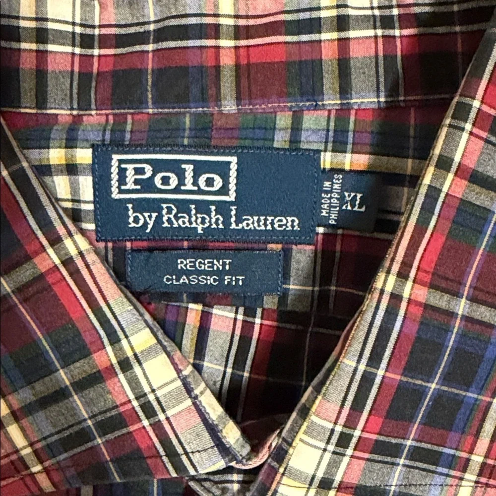 Polo Ralph Lauren Shirt Mens XL Navy Plaid Long Sleeve Button Down Classic Fit